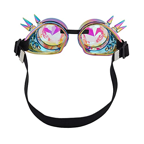 Rainbow Kaleidoscope Steampunk Goggles with Crystals