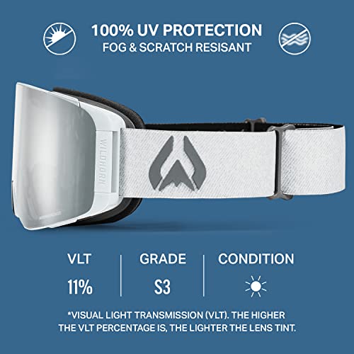 Wide View Anti-Fog Snow Goggles - Arctic White