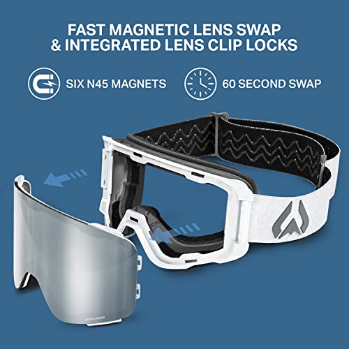 Wide View Anti-Fog Snow Goggles - Arctic White