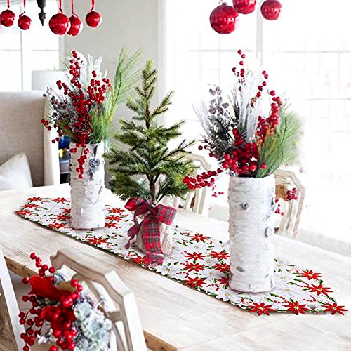 Embroidered Christmas Table Runner for Festive Decor - 70 Inch