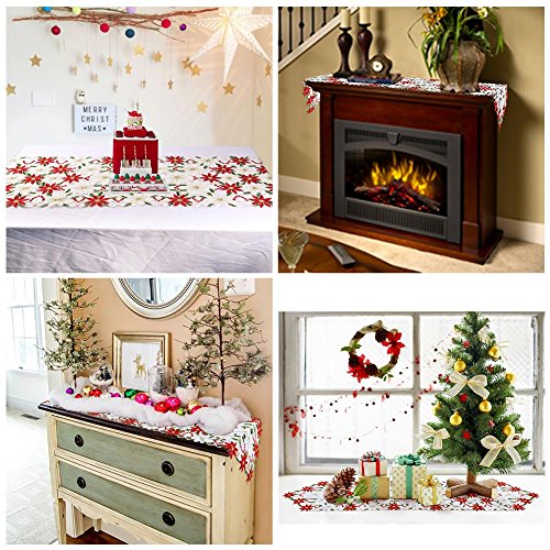 Embroidered Christmas Table Runner for Festive Decor - 70 Inch