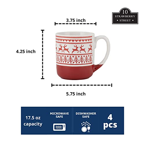 Embossed Reindeer Ceramic Mug Set - Christmas