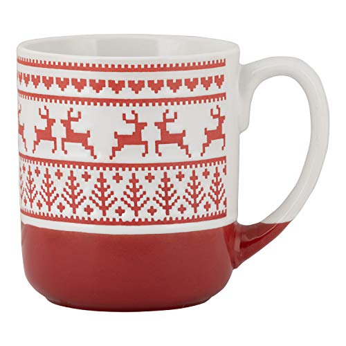 Embossed Reindeer Ceramic Mug Set - Christmas