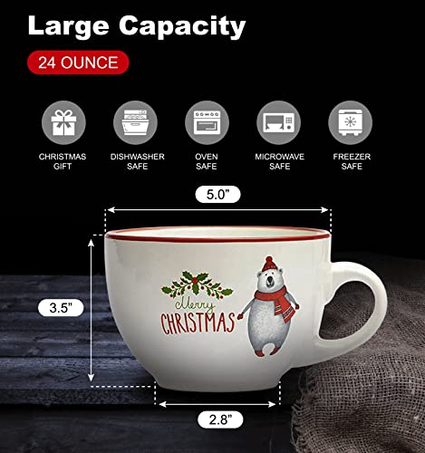 4 Santa Ceramic Christmas Coffee Mugs