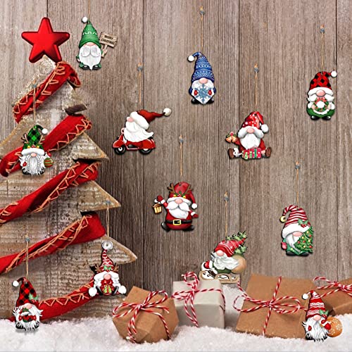 Gnome Wooden Ornaments: 24pcs Christmas Decorations