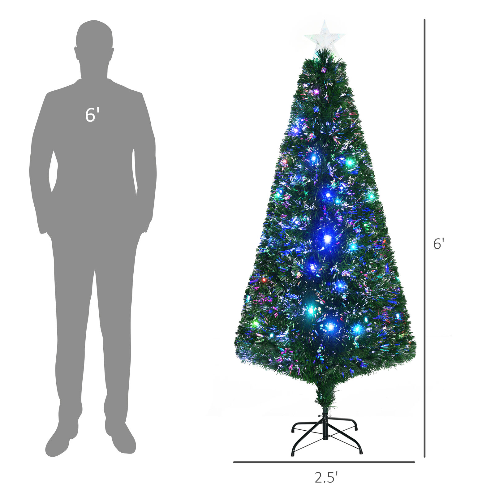 6ft Fiber Optic Christmas Tree with LEDs