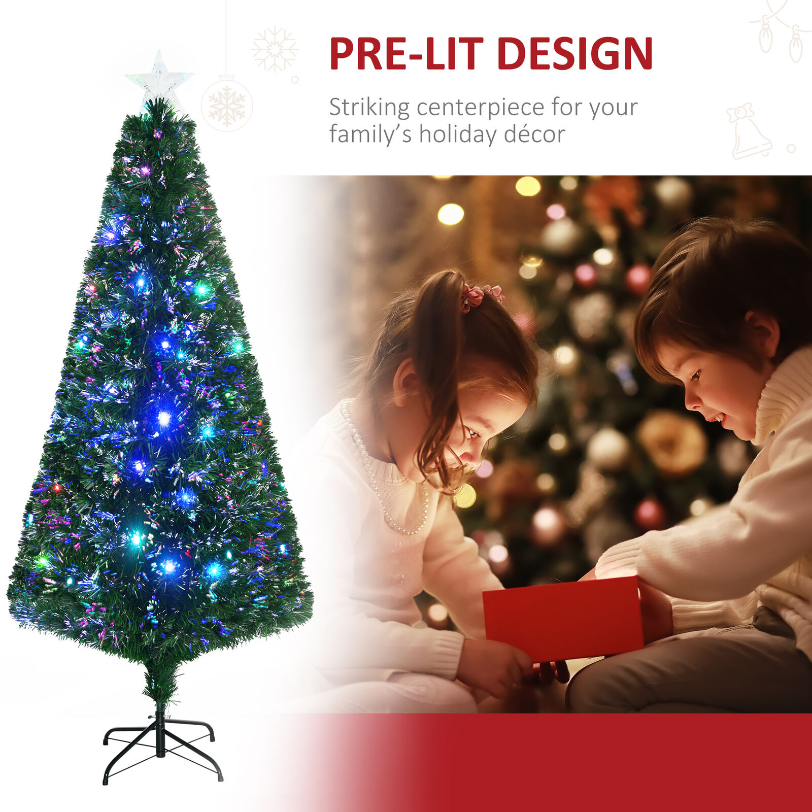 6ft Fiber Optic Christmas Tree with LEDs