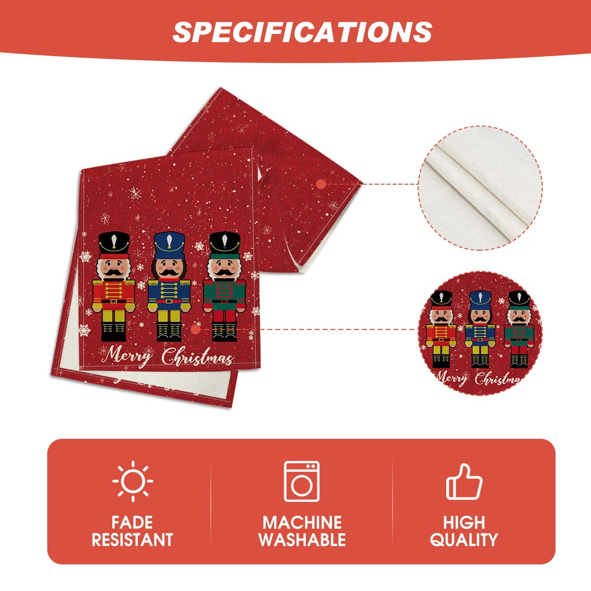 Merry Christmas Nutcracker Table Runner