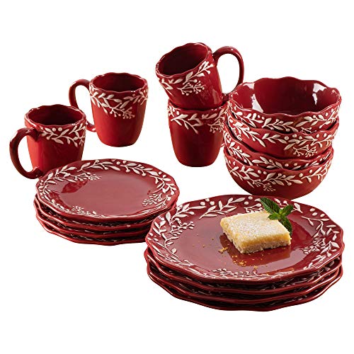 Holiday Dinnerware Set - 16-Piece Collection, Red