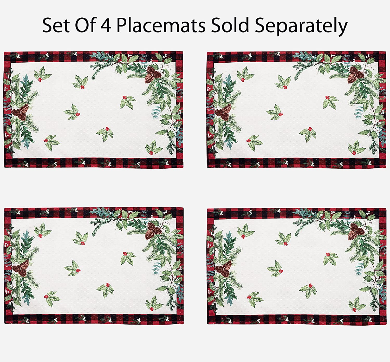 Christmas Placemats Set with Garland Border