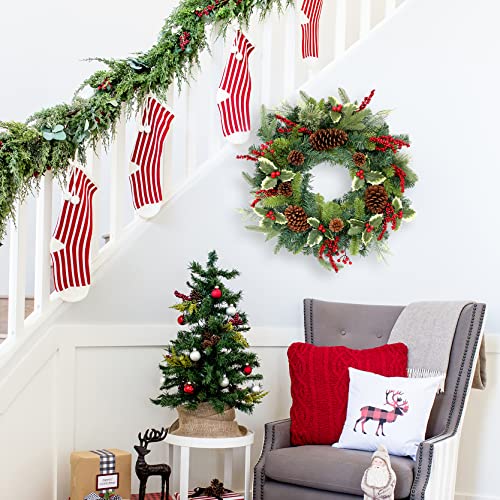 Pre-lit 24-Inch Christmas Wreath with LED Lights