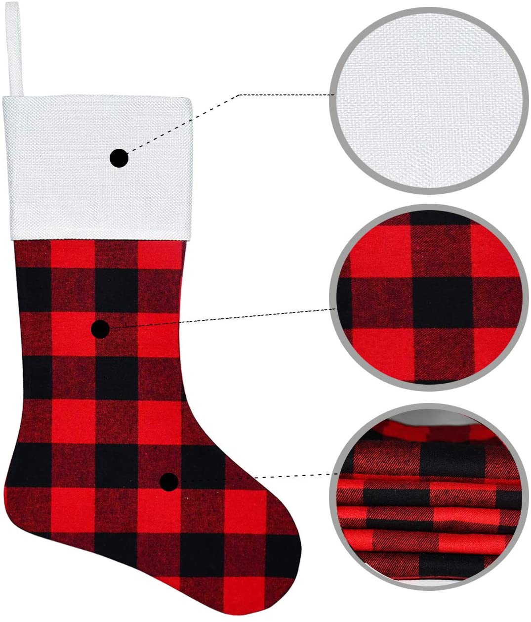 Buffalo Plaid Fireplace Hanging Christmas Stockings