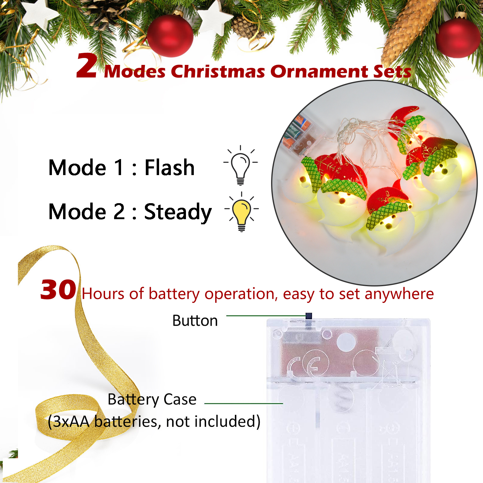 Santa Hat LED Lights for Christmas Tree