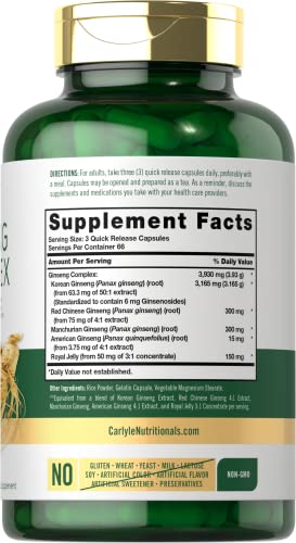 Ginseng Extract Complex | 200 Capsules | Non-GMO