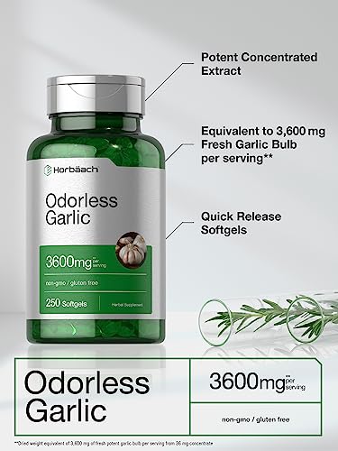 3600mg Odorless Garlic Softgels | Non-GMO, Gluten-Free