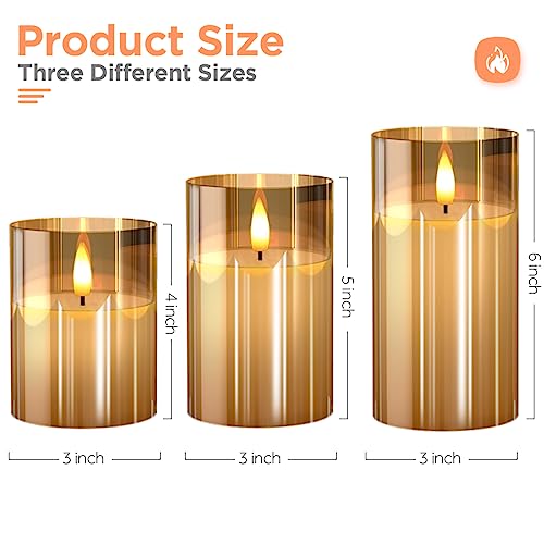 Gold LED Flameless Candles with Remote (Pack of 3)