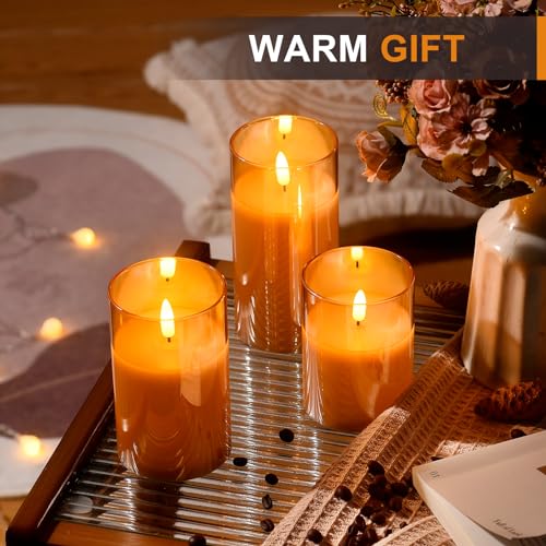 Gold LED Flameless Candles with Remote (Pack of 3)
