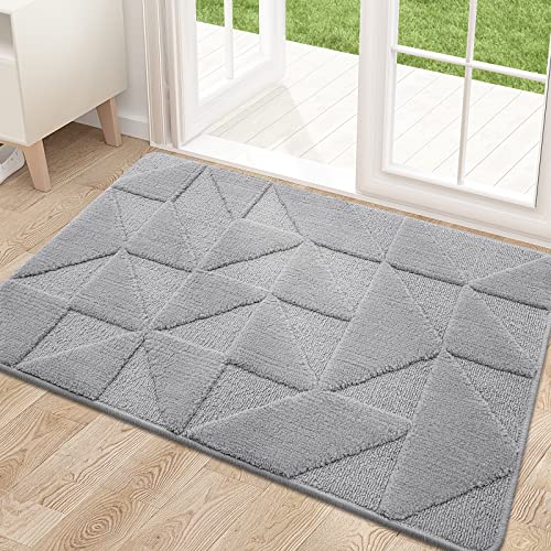 OLANLY Indoor Non-Slip Absorbent Door Mat Grey 32x20
