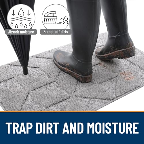OLANLY Indoor Non-Slip Absorbent Door Mat Grey 32x20