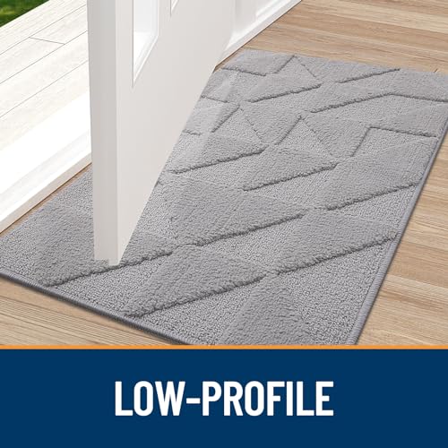 OLANLY Indoor Non-Slip Absorbent Door Mat Grey 32x20