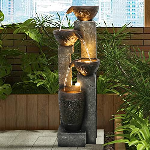 40'' Resin Outdoor Garden Water Fountain Decor