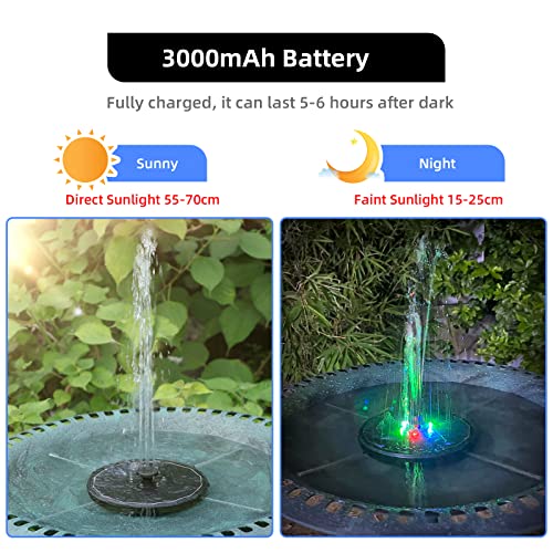 ALUKIKI Solar Powered Fountain with Color LED Lights