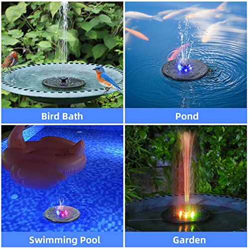 ALUKIKI Solar Powered Fountain with Color LED Lights