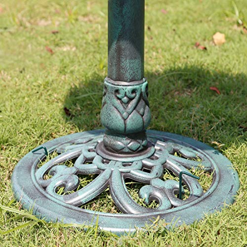 VIVOHOME Antique Green Garden Bird Bath with Solar Fountain
