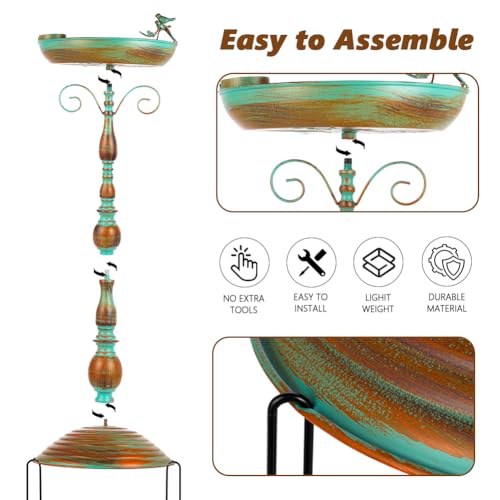 Giole Roman Pedestal Bird Bath with Hummingbird Pattern
