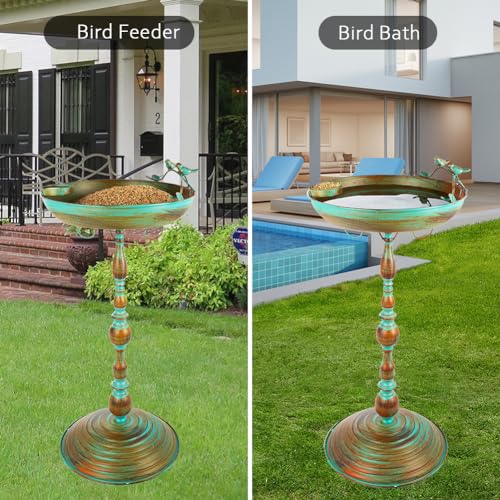 Giole Roman Pedestal Bird Bath with Hummingbird Pattern