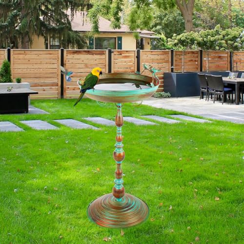 Giole Roman Pedestal Bird Bath with Hummingbird Pattern