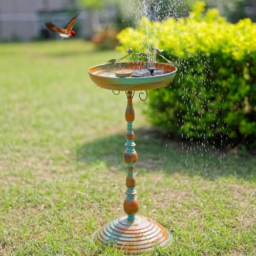 Giole Roman Pedestal Bird Bath with Hummingbird Pattern
