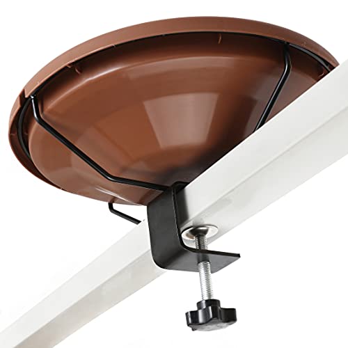 Hanizi 12 Inch Deck Mounted Bird Bath Bowl with Fence Clamp