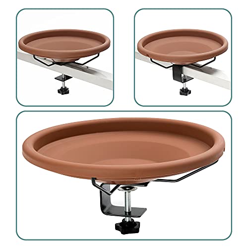 Hanizi 12 Inch Deck Mounted Bird Bath Bowl with Fence Clamp