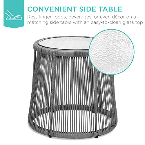 Outdoor Wicker Bistro Set with Cushioned Chairs & Table