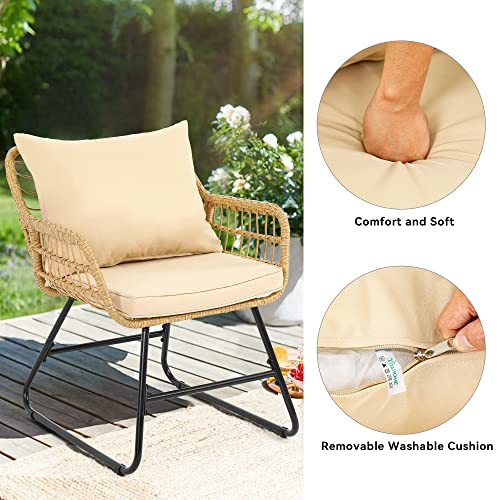 YITAHOME 4-Piece Wicker Outdoor Bistro Set with Cushions