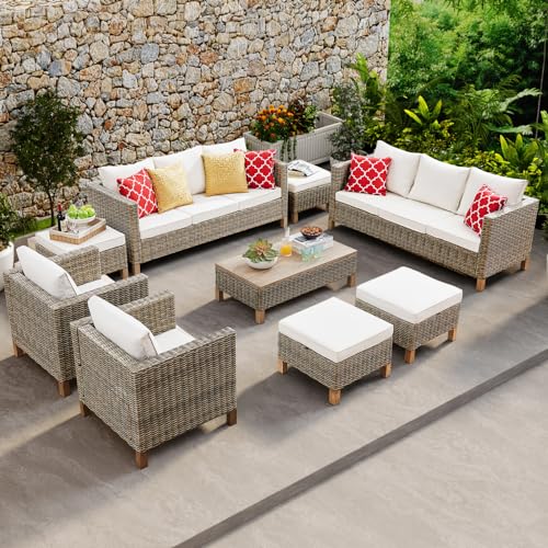 Reinforced Wicker Rattan Sectional Sofa for Outdoor Living
