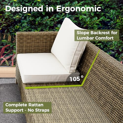 Reinforced Wicker Rattan Sectional Sofa for Outdoor Living
