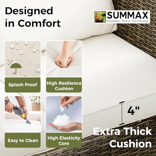 Reinforced Wicker Rattan Sectional Sofa for Outdoor Living