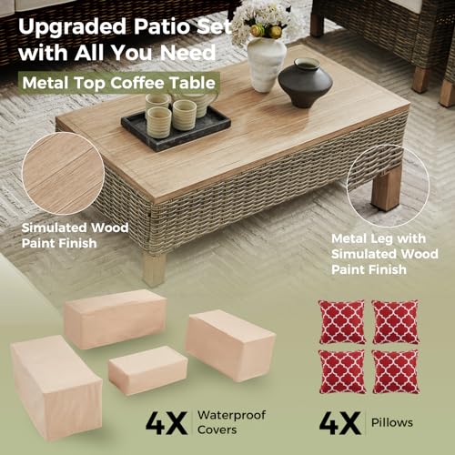 Reinforced Wicker Rattan Sectional Sofa for Outdoor Living