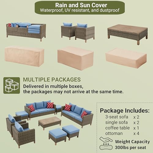 Reinforced Wicker Rattan Sectional Sofa for Outdoor Living