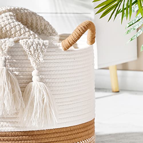 Large Woven Blanket Basket for Living Room Storage