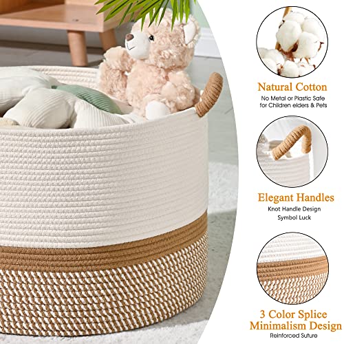 Large Woven Blanket Basket for Living Room Storage