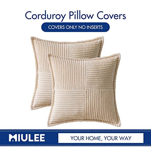 MIULEE Boho Striped Corduroy Pillow Covers Set