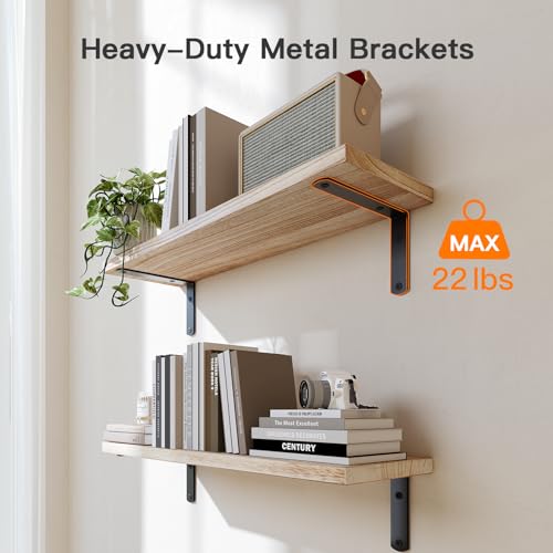 Natural Wood Floating Bathroom Shelves for Home Organization