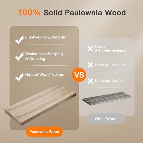 Natural Wood Floating Bathroom Shelves for Home Organization