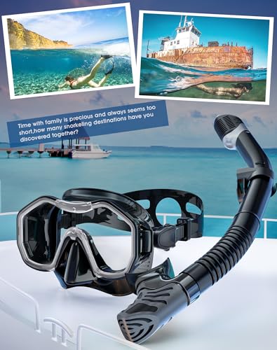 Adults Kwambiri Dry-Top Snorkel Set with Wide View Mask