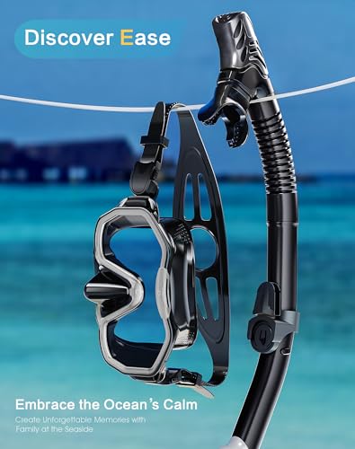 Adults Kwambiri Dry-Top Snorkel Set with Wide View Mask