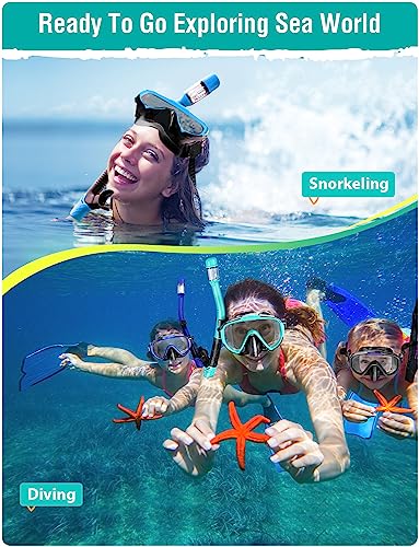 Adults Snorkel Set: Anti-Fog Swim Mask, Dry Top Snorkel