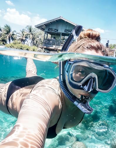 Adults Kwambiri Dry-Top Snorkel Set with Wide View Mask